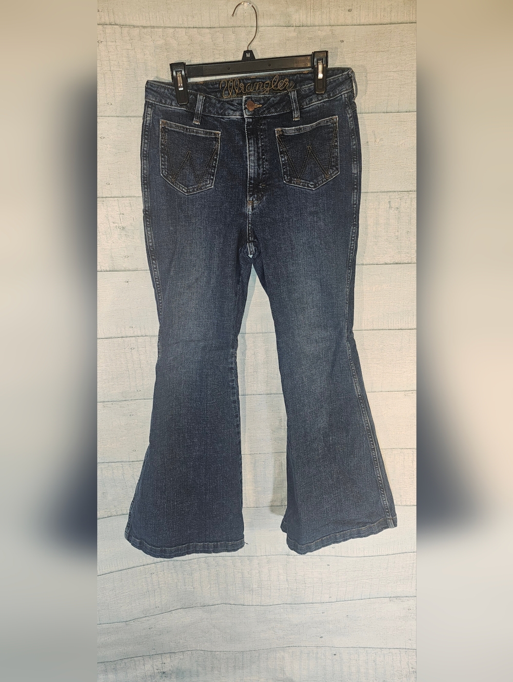 Wrangler Retro Fierce Flares Dark Blue Wash Pocket Front Flare Jeans 32x32